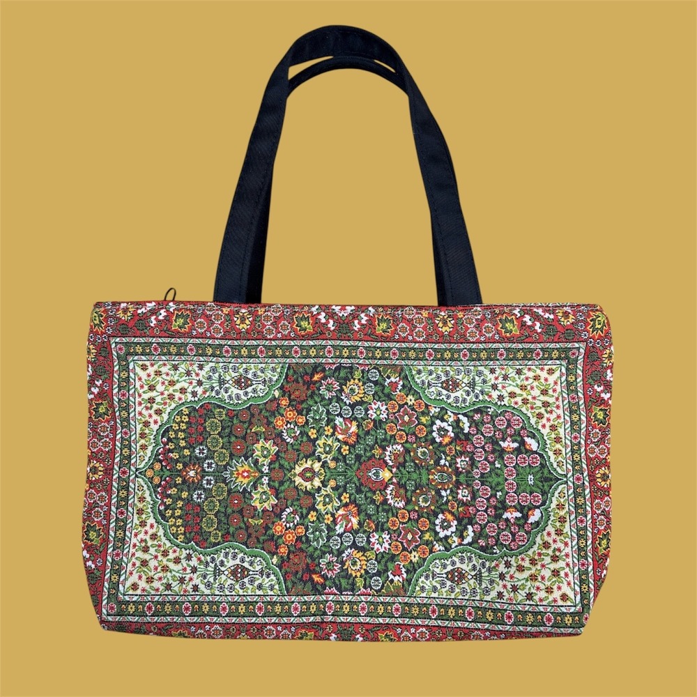 Derin Tote Bag Kilim Rug‎ Pattern Multicolor Zippered Top